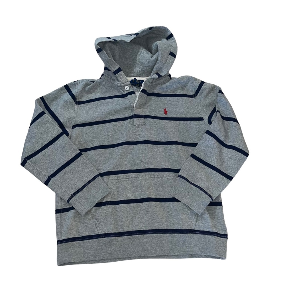 Polo by Ralph Lauren Gray and Navy Striped Hoodie